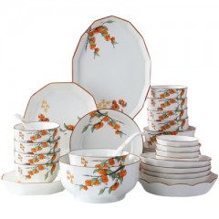 新款碗碟套装家用轻奢景德镇陶瓷碗盘餐具新中式创意水墨风格